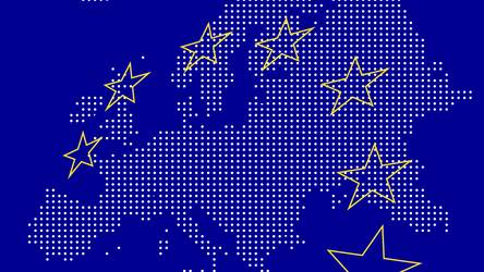 bannière étoilée sur carte de l'Europe